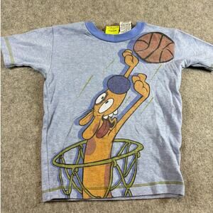 Vintage 90s Nickelodeon CatDog Shirt Kids Size 10 Blue Cartoon Viacom Basketball